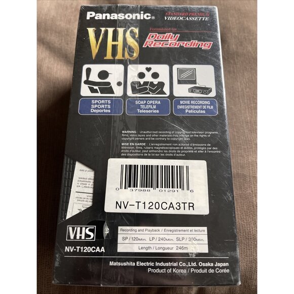 Panasonic Blank VHS VCR Tapes T-120 NV-T120CA3TR - NEW - 3 pack - Picture 3 of 4